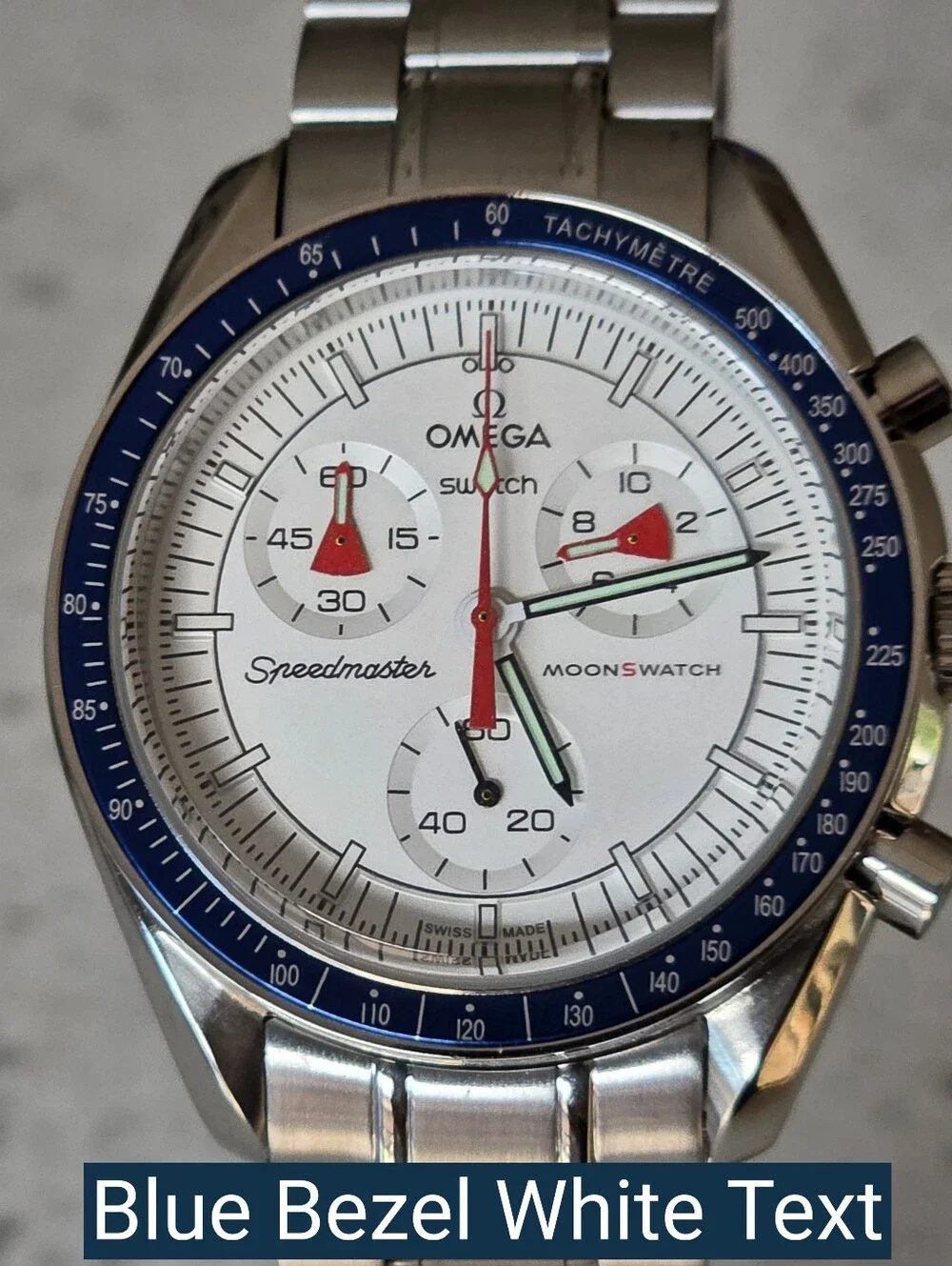 SWATCH MOONWATCH 1 Speedmaster STAINLESS STEEL CASE YOU PICK BEZEL COLOR 42mm
